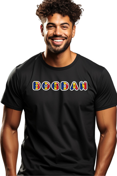 StoryGift Romania Tricou Barbati Cu Numele Bogdan, Romania, Suporter, Steagul...