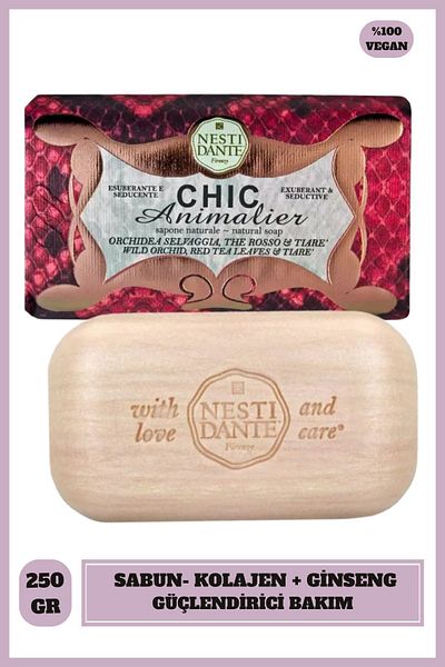 Nesti Dante 250Gr Chic Animalier Red Python Solid Soap - Strengthening & Antiaging L Collagen & Ginsen