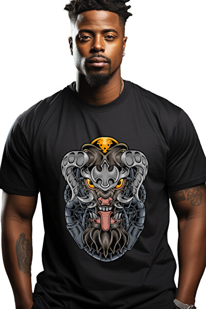 StoryGift Romania Tricou Barbati Cu Cap De Demon, Coarne, Mecha, Robot, Sci Fi, Cyberpunk, Cu Imprimeu Pe F Stg
