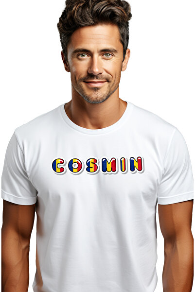 StoryGift Romania Tricou Barbati Cu Numele Cosmin, Romania, Suporter, Steagul...