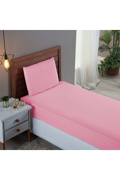 She&Co Single Fitted Sheet Set-Pink
