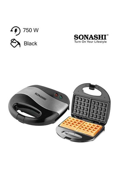 sonashi صانعة الوافل ذات شريحتين مع طبق وافل غير لاصق لسهولة الاستخدام والتنظيف