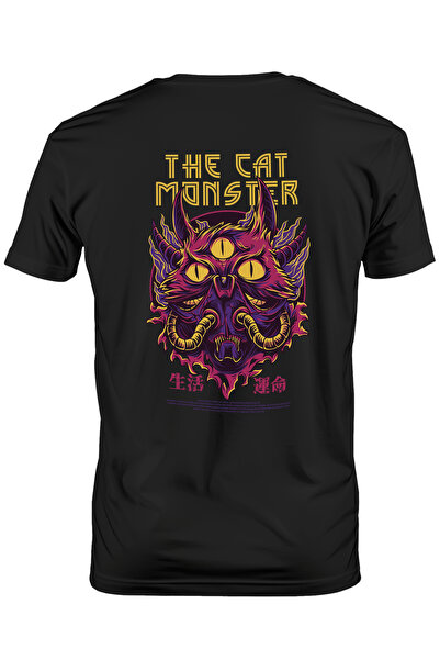 StoryGift Romania Tricou Barbati Cu Pisica Monstru Cu Trei Ochii Galbeni, Tex...