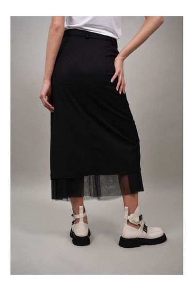 FASHIONLAND FUSTA COMBINATA CU TUL RADIATE M Negru