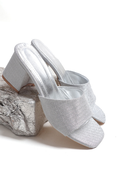 Ayakkabı Vakti Papuci de rochie de seara cu toc mic Stone and Simple Tocuri 7 Cm