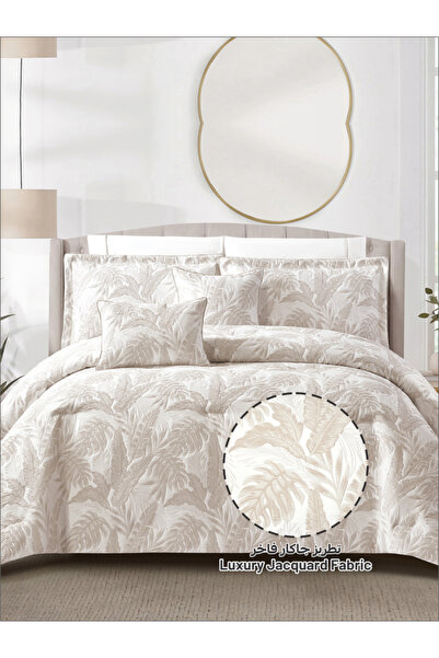 Donetella Premium King Comforter Set 8-Pcs, Jacquard Bedding with 350 GSM Poly Silk Filling