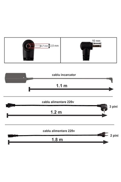 ASUS Original laptop charger Asus EEE PC 1201N-SIV029M-L 2.1A 40W connector 2.5x0.7 mm