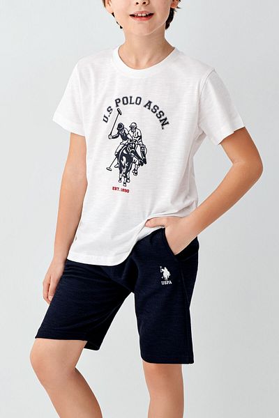 U.S. Polo Assn. قاعدة. Polo Assn Boy White Bermuda Team