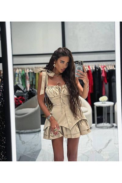 Friday Mood Women's Shoulder Tie Corset Dress