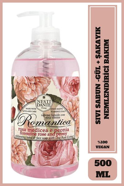 Nesti Dante Romantica Florentine Rose&Peony Liquid Soap 500ml |   Moisturizer |   Rose and Peony Extract