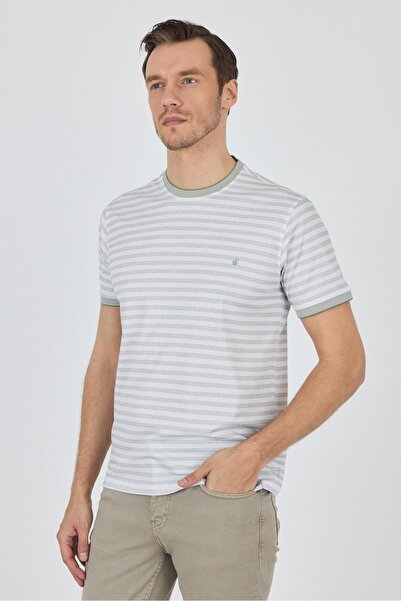 İmza Κοντό μανίκι με ριγέ μοτίβο Suprem Crew λαιμόκοψη χωρίς τσέπη Slim Fit T-shirt 1011250106