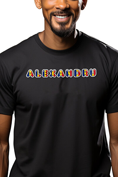 StoryGift Romania Tricou Barbati Cu Numele Alexandru, Romania, Suporter, Stea...