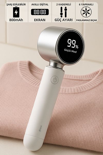 Mioji Mio Lr6 Digital Indicator 800Mah Wireless Lint Remover Machine - White (Lint Collector Roller Gift)