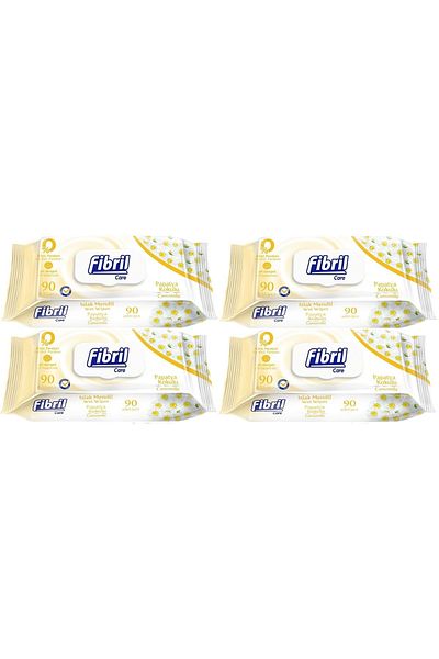 Fibril Wet Towel Wipes 90 Sheets Daisy with Plastic Cover (Set of 4) 360 Sheets