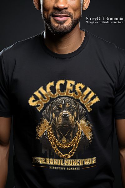 StoryGift Romania Tricou Barbati Caine Gangster Cu Lant De Aur, Succes Cu Imprimeu Pe Fata, 100% Bumbac, Ne Stg