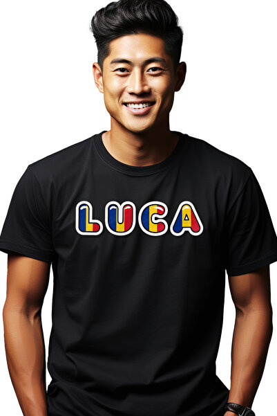 StoryGift Romania Tricou Barbati Cu Numele Luca, Romania, Suporter, Steagul R...