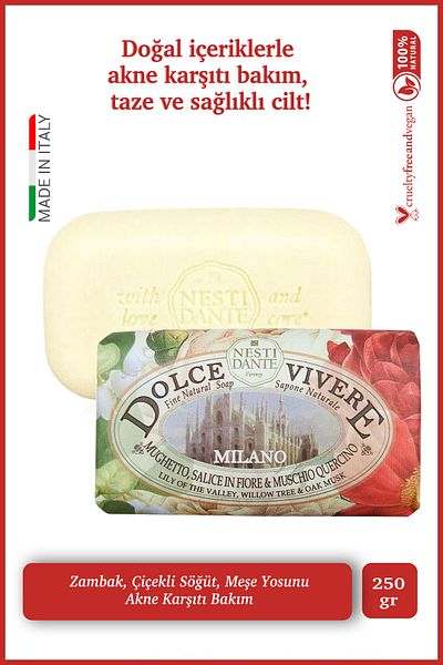 Nesti Dante Dolce Vivere Millano Solid Soap 250 Gr |   Anti-Acne Care |   Willow Tree, Oak