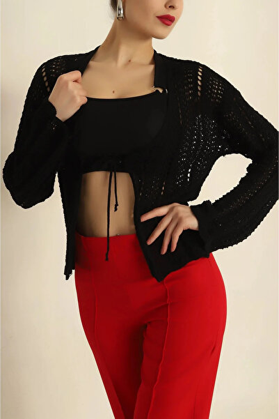 Ugdelia Cardigan de tricotaj ajurat cu pungi sezoniere pentru femei 0000