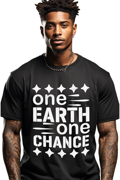 StoryGift Romania Tricou Barbati cu textul "One Earth, one chance" - un Paman...