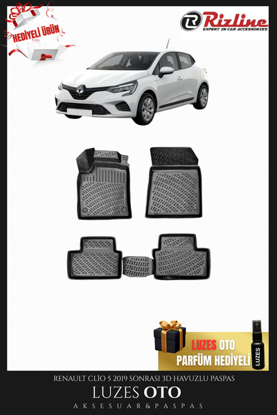 Rizline Renault Clio 5 3D Havuzlu Paspas 2019-2020-2021-2022-2023-2024-2025 M...