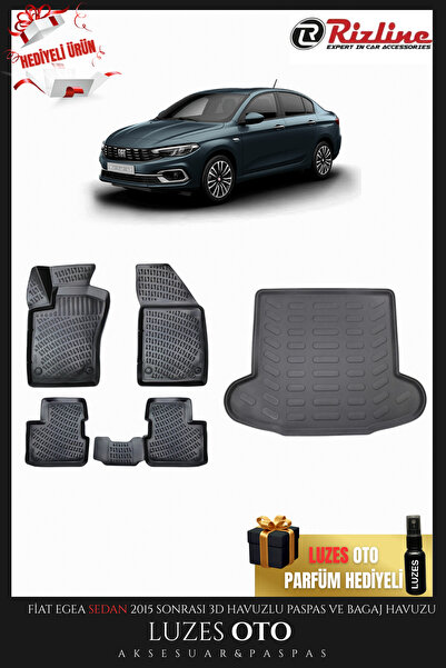 Rizline Fiat Egea Sedan 3D Havuzlu Paspas ve Bagaj Havuzu 2015-2016-2017-2018...