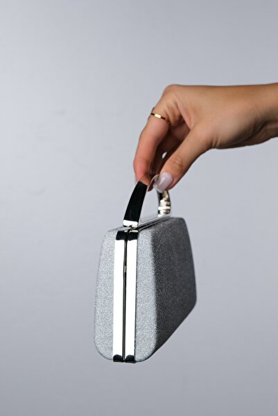 LuviShoes Geantă pentru rochie de seară pentru femei GIOS Silver Glitter