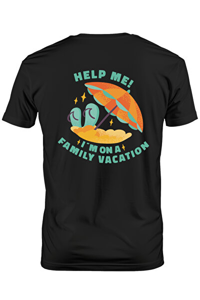 StoryGift Romania Men's T-shirt With Funny Message Help Me I'm O A Family Vacation, Family Vacation At Pl Stg