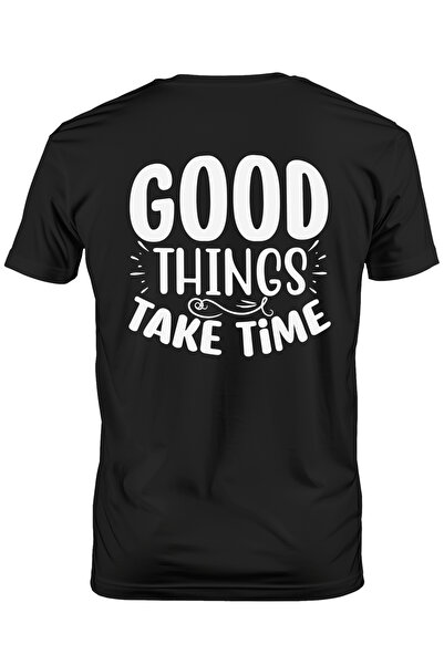 StoryGift Romania Tricou bărbătesc cu textul în engleză „Good Things Take Time” - Good Things Take Time Stg