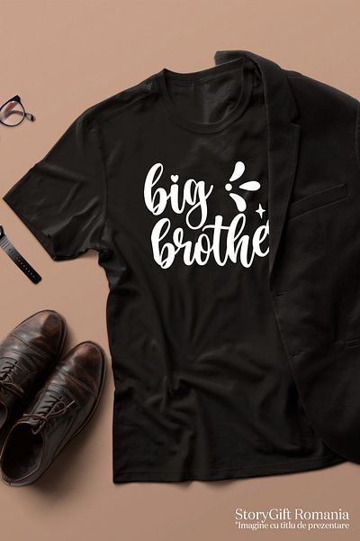 StoryGift Romania Men's T-shirt For A Good And Appreciated Older Brother With Message In English With Embroidery