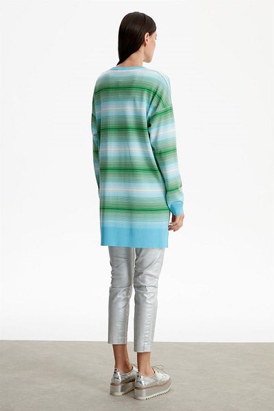 Tığ Triko Women's Stripe Transition Rayon Tunic - Blue
