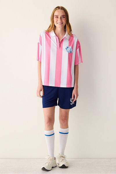 Penti Sanrio bedrucktes, rosa gestreiftes, übergroßes Fußball-T-Shirt