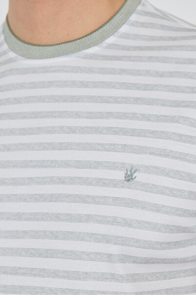 İmza Κοντό μανίκι με ριγέ μοτίβο Suprem Crew λαιμόκοψη χωρίς τσέπη Slim Fit T-shirt 1011250106