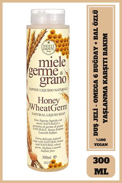 Nesti Dante Miele Germe Di Grano Shower Gel 300ml |   Purifying and Anti-Aging |   Honey, Wheat Extract