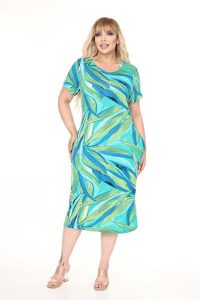 modayız Summer Double Pocket Short Sleeve Stretchy Plus Size Dress 29A-2675