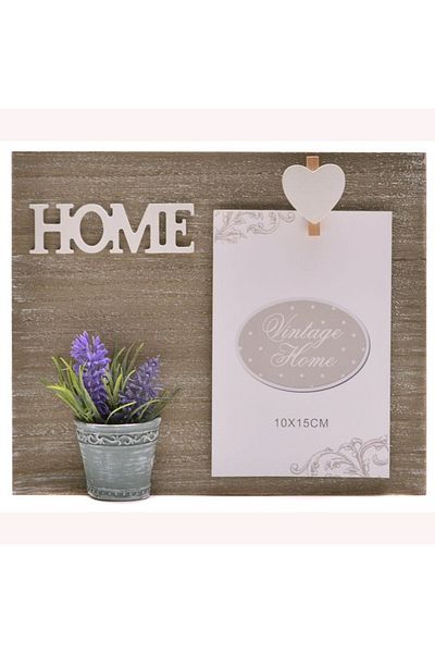 PUFO Ramă foto din lemn, model lavandă și mesaj Home, 24 cm
