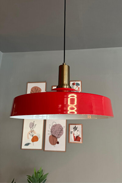 Bamyum Açe Kırmızı Tekli Eskitme Fener Başlık Avize Retro Sarkıt Ofis Showroo...