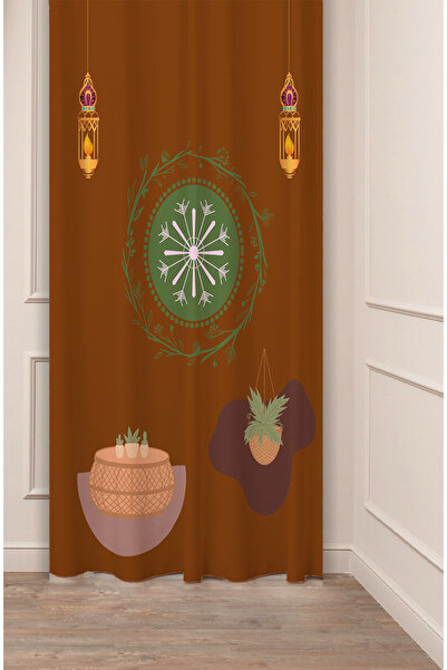 GREENDECOR Bohemian Flower Geometric Line Lamp Patterned Special Design Digital Printed (Single Wing) Modern Background Curtain