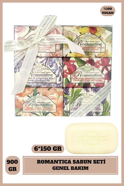 Nesti Dante Soap Set Romantica 6 Types Scented Vegan Soap 6 x 150 Gr
