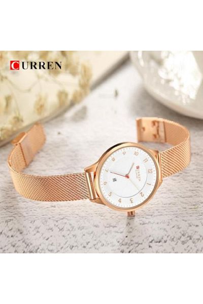 Curren Women’s Watch – Fashion Analog Quartz Watch with 3.0cm Dial & Mesh Strap