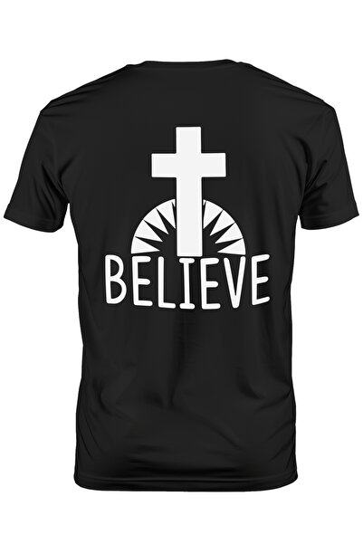 StoryGift Romania Tricou Barbati Cu O Cruce Si Textul "believe" - Crede Relig...