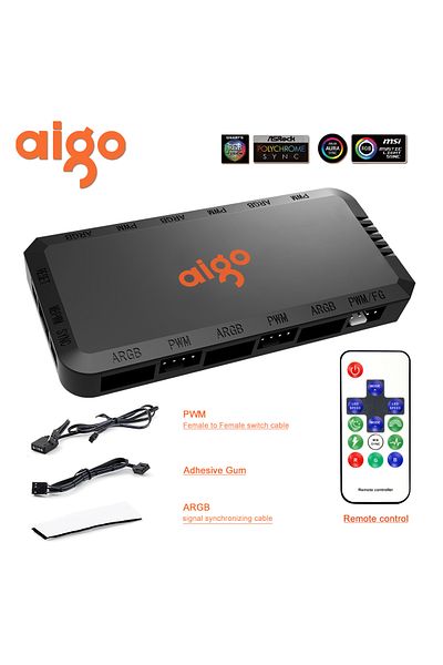 Aigo A-RGB white APC1 Controller Aigo AM12PRO RGB FAN Ventoinha 120mm Pc Computer Case Fan PWM 12cm White