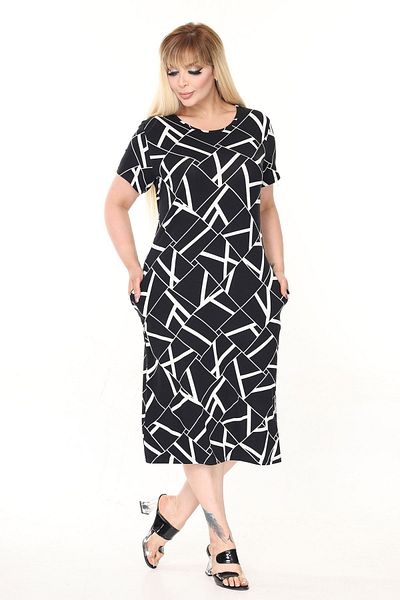 modayız Summer Double Pocket Short Sleeve Stretchy Plus Size Dress 33D-2676