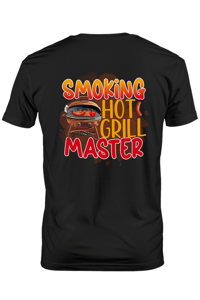StoryGift Romania Tricou Barbati Cu Un Gratar Cu Mesajul "smoking Hot Grill Master", Gatit, Ilustratie, Buca Stg