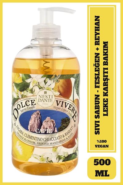 Nesti Dante Dolce Vivere Capri Liquid Soap 500ml |   Anti-Stain |   Basil and Basil, Orange Flower
