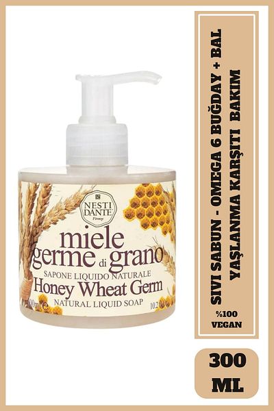 Nesti Dante Miele Stretch Di Grano Liquid Soap 500ml |   Purifying and Anti-Aging |   Honey, Wheat Extract