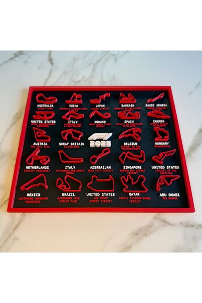 3d model s 2025 Formula 1 Calendar Wall Chart – 3D Race Track Decor
