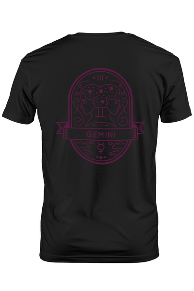StoryGift Romania Tricou bărbătesc cu semnul zodiacal Gemeni, fețe spate în s...