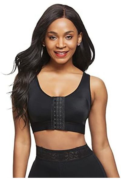 Dee-Trimmer Dee Trimmer End Corset for Women Solid Color Long Sleeve Front Sports Bra with Chest Padding (L)