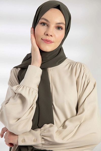 Stella Eşarp Thick Chiffon Shawl Dark Khaki