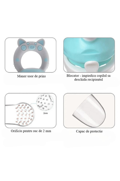 Empria Recipient hranire bebelus, mini suzeta silicon diversificare alimente, 3 - 6 luni, Bleu